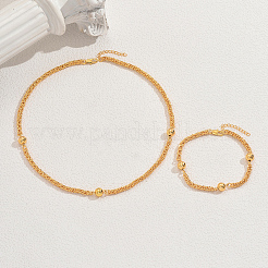 Set di collane e bracciali da donna con perline rotonde in ottone&nbsp;QP2137