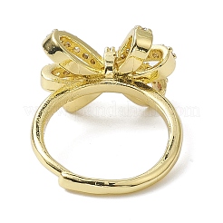 Anelli per dita regolabili con micro pavé di zirconi cubici in ottone con placcatura a cremagliera&nbsp;RJEW-H224-03G