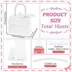 Confezione regalo in carta trapezoidale con manici in plastica imitazione perla&nbsp;CON-WH0092-65A