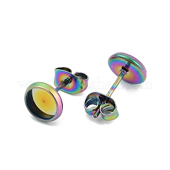 Montature per orecchini a bottone in acciaio inossidabile 304 piatto e rotondo con placcatura ionica (IP)&nbsp;STAS-I323-6mm-RC