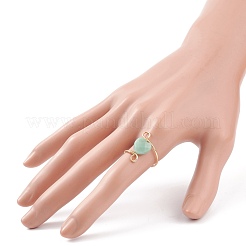 Anello da dito con perline a cuore in pietra preziosa&nbsp;RJEW-JR00513