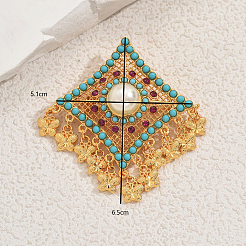 Broches de perlas de plástico de aleación con forma de rombo y mariposa de estilo bohemio para mochilas y ropa.&nbsp;TA3973