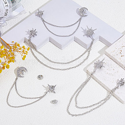 4 spilla a catena pendente con strass di cristallo a forma di stella in 2 stili&nbsp;JEWB-ME0001-28P