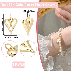 10 ciondolo a forma di cuore in ottone&nbsp;KK-BBC0021-64