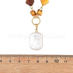 Collier avec pendentif rectangulaire en perle baroque naturelle keshi&nbsp;NJEW-JN06664