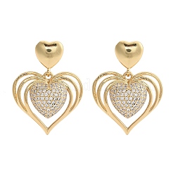 Pendientes colgantes de latón con micro pavé de circonitas cúbicas transparentes para mujer&nbsp;EJEW-F352-05G-03