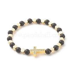 Bracciale elasticizzato con perline di zirconi a croce&nbsp;BJEW-JB07198