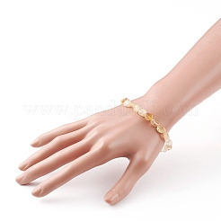 Bracciali elasticizzati con perline di citrino naturale (tinte e riscaldate).&nbsp;BJEW-JB05879-01