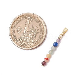 Chakra natürlicher Lapislazuli & Aquamarin & grüner Aventurin & Amethyst & roter Achat & gelber Opal & Granat facettierte runde Perlenanhänger&nbsp;PALLOY-JF03559-02