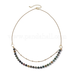 Collane lariat con perline di agata indiana naturale rotonde da 6 mm&nbsp;NJEW-JN04964