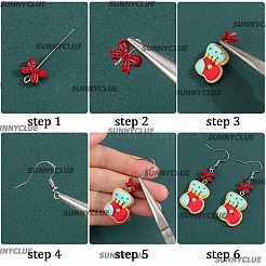 Weihnachtsmotiv DIY Harz & Polymer Clay Strass Ohrhänger Bausätze&nbsp;DIY-SC0027-67