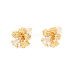 Boucles d'oreilles à tige en laiton avec micro pavé de zircons cubiques transparents&nbsp;EJEW-C158-17A-G