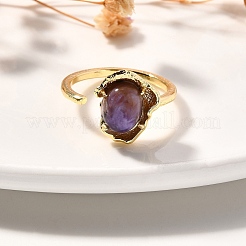 Ovale Fingerringe aus natürlichem Lepidolith&nbsp;RJEW-P113-23G