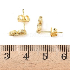 Orecchini a bottone in ottone con zirconi chiari e micro pavè&nbsp;EJEW-Z144-22G