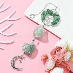 Décorations pendentif arbre de vie aventurine verte naturelle&nbsp;HJEW-JM01855-03