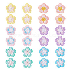 24 Stück 4 Beutel Blumen-Polyester-Stickerei-Paillettenstoff zum Aufbügeln/Aufnähen&nbsp;PATC-TA0001-50