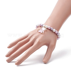 Set di braccialetti elastici con perline rotonde in perline di vetro 3 pz 3 colori&nbsp;BJEW-JB09328