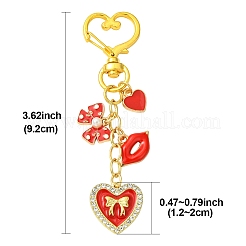 Valentinstag Herz Lip Bowknot Legierung Emaille Anhänger Dekoration&nbsp;HJEW-FS00029