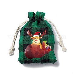 Rechteckige Jutebeutel mit Weihnachtsmotiv und Jutekordel&nbsp;LS-ABAG-E006-01F