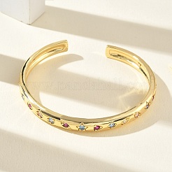 Messing-Armreife mit Mikropflaster und Zirkonia für Damen&nbsp;BJEW-A172-02G
