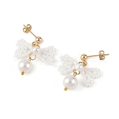 Boucles d'oreilles pendantes en perles de verre et perles de nacre&nbsp;EJEW-MZ00766-02