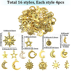 64 pièces 16 styles pendentifs en alliage de zinc de style tibétain&nbsp;FIND-SC0018-01