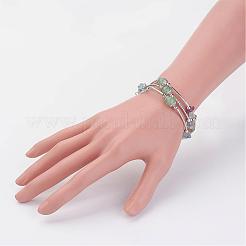 Drei Schleifen wickeln natürliche gemischte Stein Perlen Armbänder&nbsp;BJEW-JB02922-03