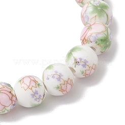 Bracelets extensibles en perles rondes en céramique et porcelaine imprimées à la main pour femmes&nbsp;BJEW-JB12091-02