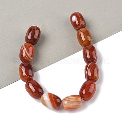 Hebras de cuentas de ágata natural con bandas/ágata rayada (teñidas y calentadas)&nbsp;G-H324-01G