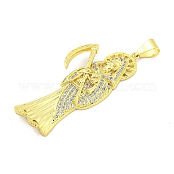 Placage de crémaillère en laiton micro pavé pendentifs en zircone cubique claire&nbsp;KK-B091-30G-07