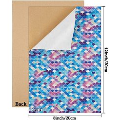 Tessuto in pelle pu con motivo a squame di sirena&nbsp;AJEW-FG0001-04