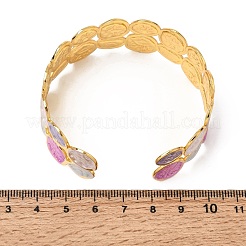 Bracelets manchettes plates rondes en acier inoxydable 304 émaillé pour femmes&nbsp;SA-CBA1A30-03A-G