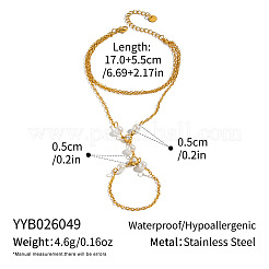 Mehrreihige Armbänder aus Edelstahl 304 und Imitationsperlen mit klaren Zirkonia für Damen&nbsp;VO2892