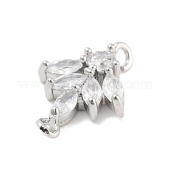 Messing Pavé klare Zirkonia Blatt Glieder Verbinder Charms&nbsp;KK-Z061-02P-01
