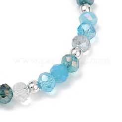 3 Stück 3 Farben facettierte runde galvanisierte Glasperlen Stretch-Armbänder für Frauen&nbsp;BJEW-JB11628