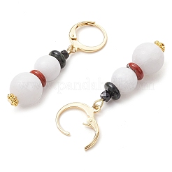 Boucles d'oreilles à levier en acier inoxydable 304 et jade blanc&nbsp;EJEW-JE06161-01