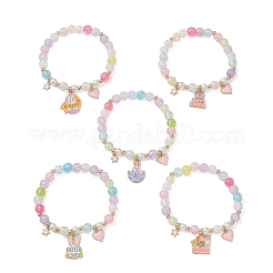 Bracelets à breloques en alliage émaillé de Pâques&nbsp;BJEW-JB13331