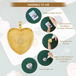 DIY Herz Rohling Kuppel Legierung Anhänger Herstellung Kits&nbsp;DIY-FH0007-51