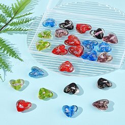 24 Stück 5 Farben leuchtende handgemachte Goldsand-Bunte Malerei-Perlen&nbsp;FOIL-FS0001-02