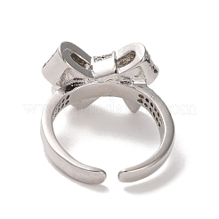Anello a polsino aperto in ottone con micro pavé di zirconi cubici&nbsp;RJEW-K256-58B-P