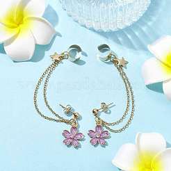 Catene per orecchini a polsino in acciaio inossidabile 304 color oro chiaro con strass&nbsp;EJEW-JE05684-05
