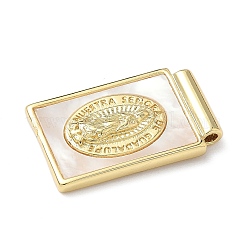 Messing pflastern natürliche weiße Muschel Religion Rechteck Anhänger&nbsp;KK-Q068-32G