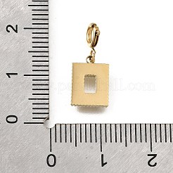 Ciondolo rettangolare in acciaio inossidabile 304 con strass decorazioni&nbsp;STAS-H202-15G