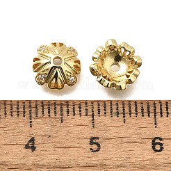 Capuchons de perles en zircone cubique transparent micro pave en laiton&nbsp;KK-S508-48G