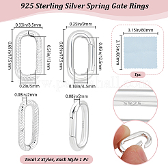 2 pz 2 stili 925 anelli a molla in argento sterling&nbsp;STER-BBC0007-41