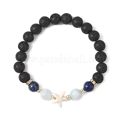 Bracelets extensibles en pierre de lave naturelle&nbsp;BJEW-JB12789-01