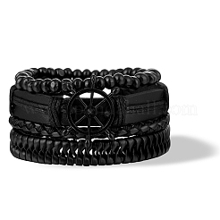 1 Stück mehrsträngige Armbänder aus Rindsleder und Kunstlederkordel&nbsp;AJEW-GF0011-50D