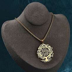 Colliers à chaîne en acier inoxydable 201 avec pendentif arbre de vie creux&nbsp;LS-NJEW-M086-04G