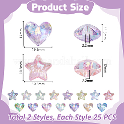 50 Stück 2 Stile UV-Beschichtung Transparenz Acrylperlen&nbsp;MACR-GA0001-07