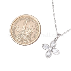 Halsketten mit Anhänger aus Messing mit Blumen-Pavé und klarem Zirkonia&nbsp;NJEW-JN05287